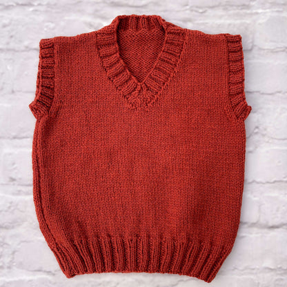 Hand knitted personalised baby tank  in rust, 18 months plus— made to order in the UK | Little Name Knits

