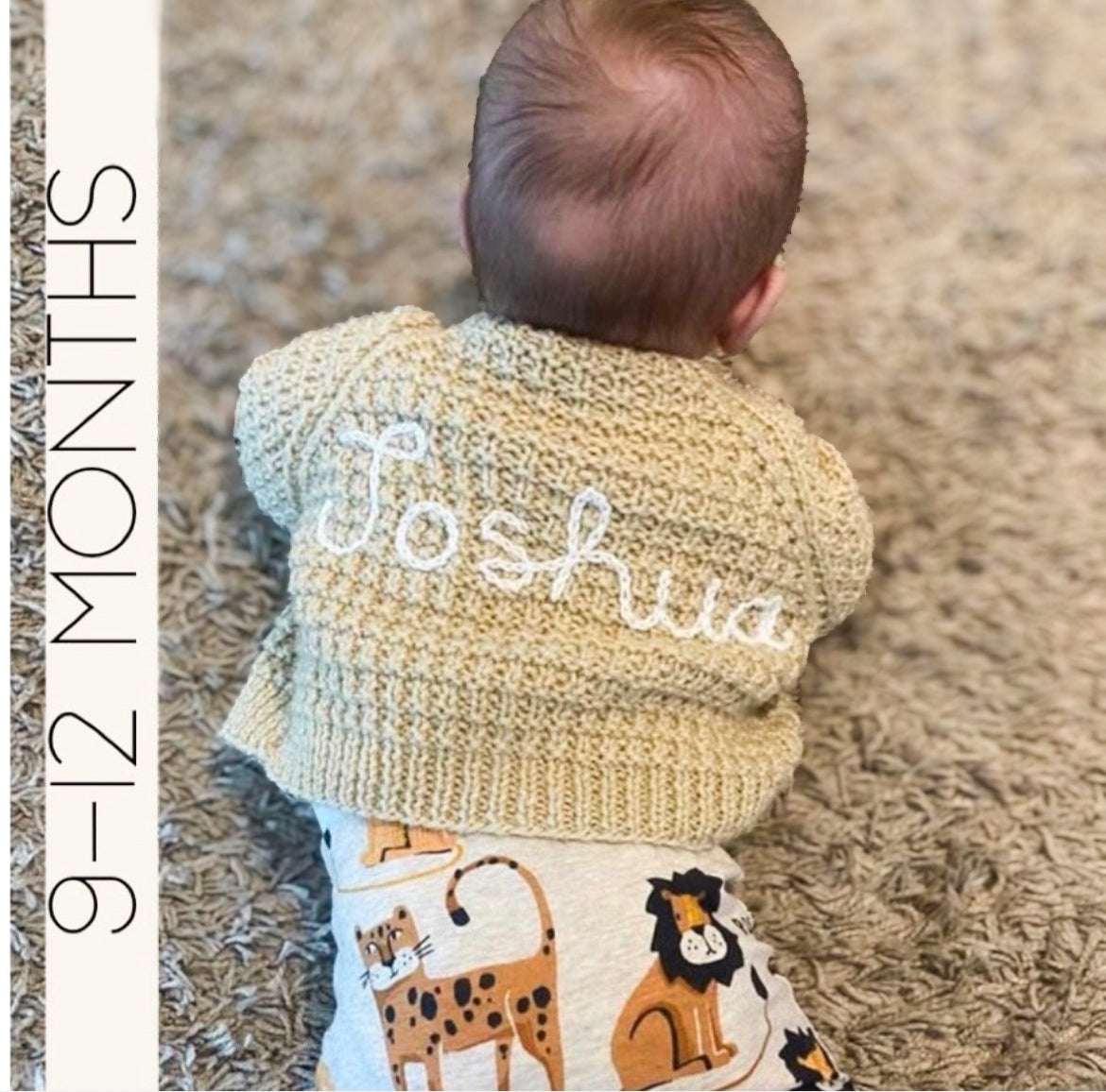 9-12 MONTHS Personalised Baby Name Cardigan