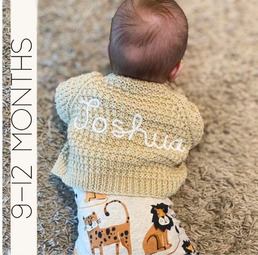 9-12 MONTHS Personalised Baby Name Cardigan